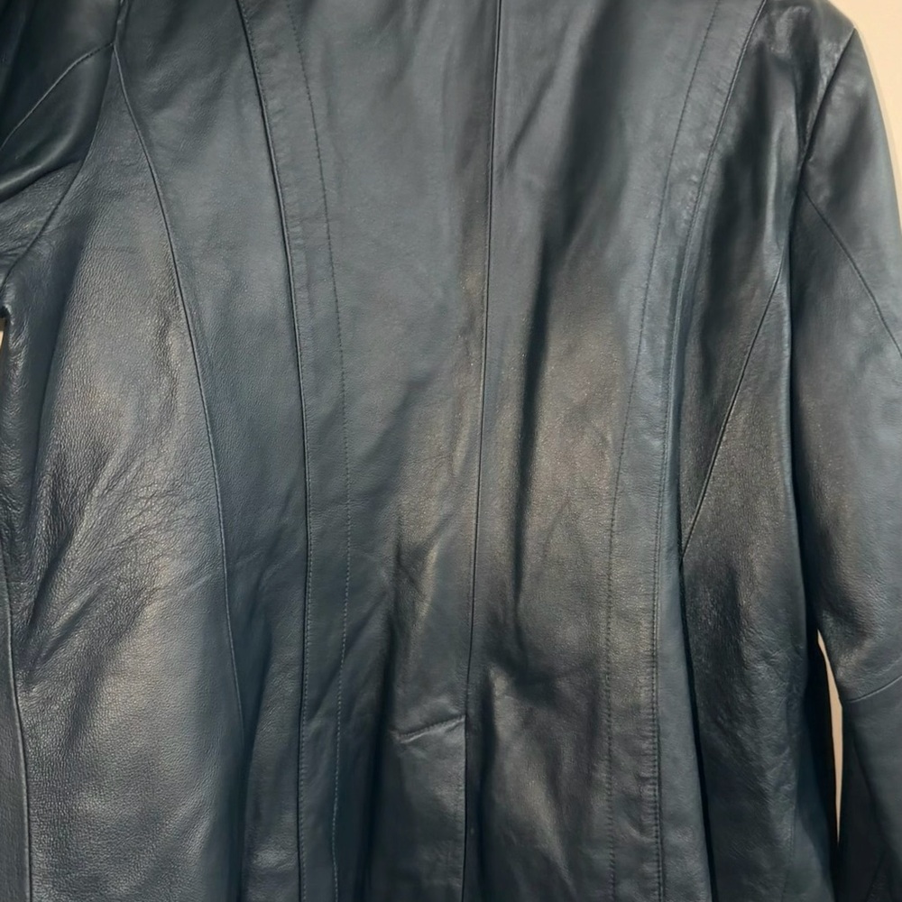 Green 100% 3 Button Leather Jacket - image 5